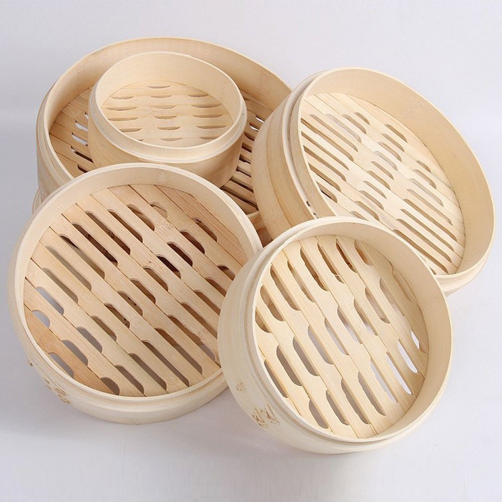 Bao Steamer Bamboo - Bamboe stoommand met deksel Dumpling Steamer